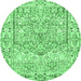 Round Persian Emerald Green Traditional Rug, tr4807emgrn