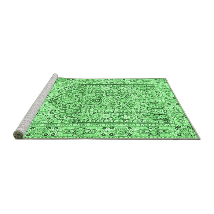 Sideview of Machine Washable Persian Emerald Green Traditional Area Rugs, wshtr4807emgrn