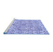 Sideview of Machine Washable Persian Blue Traditional Rug, wshtr4807blu