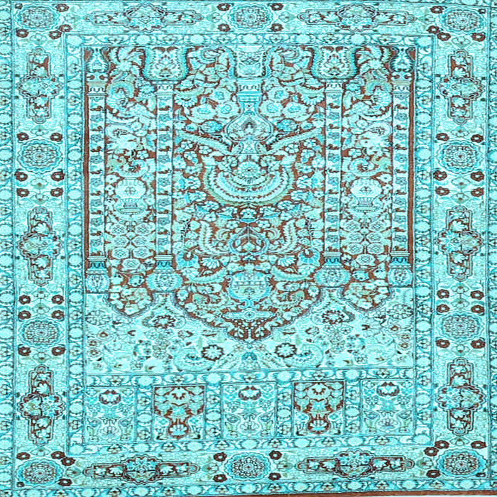Square Machine Washable Persian Light Blue Traditional Rug, wshtr4807lblu