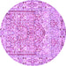 Round Persian Purple Traditional Rug, tr4807pur