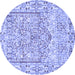 Round Persian Blue Traditional Rug, tr4807blu