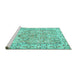 Sideview of Machine Washable Persian Turquoise Traditional Area Rugs, wshtr4807turq