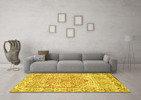 Machine Washable Persian Yellow Traditional Rug, wshtr4807yw