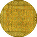 Round Persian Yellow Traditional Rug, tr4808yw