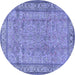 Round Persian Blue Traditional Rug, tr4808blu