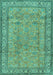 Machine Washable Persian Turquoise Traditional Area Rugs, wshtr4808turq