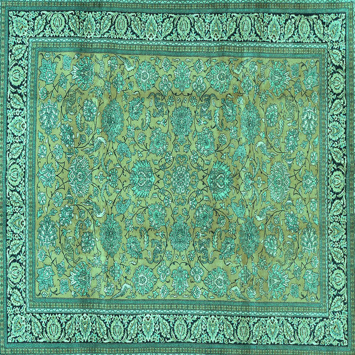 Square Machine Washable Persian Turquoise Traditional Area Rugs, wshtr4808turq