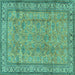 Square Machine Washable Persian Turquoise Traditional Area Rugs, wshtr4808turq