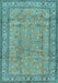 Machine Washable Persian Light Blue Traditional Rug, wshtr4808lblu