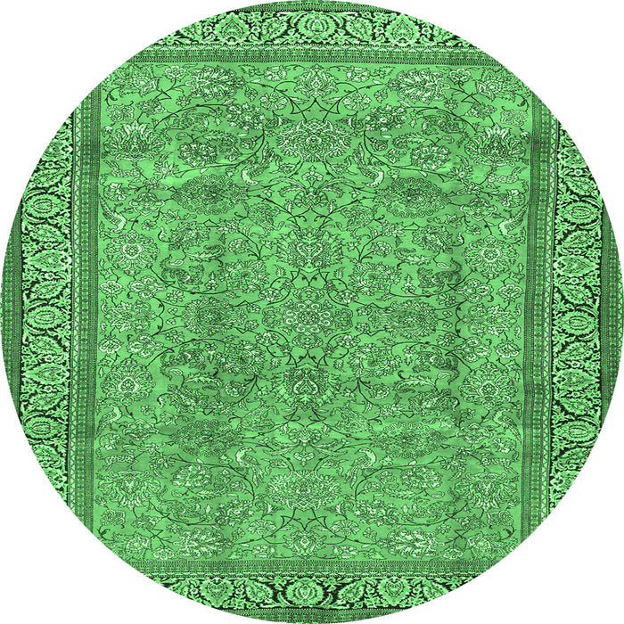 Round Persian Emerald Green Traditional Rug, tr4808emgrn