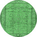 Round Persian Emerald Green Traditional Rug, tr4808emgrn