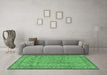 Machine Washable Persian Emerald Green Traditional Area Rugs in a Living Room,, wshtr4808emgrn