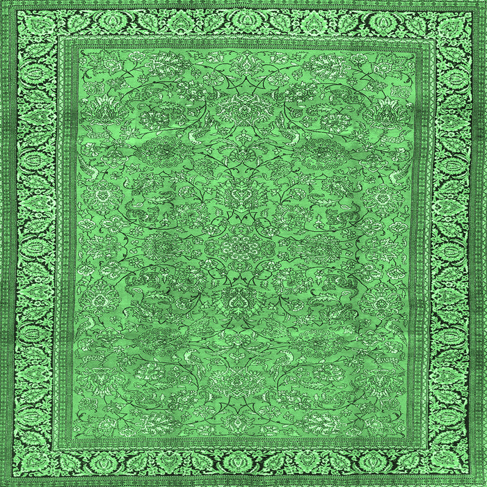 Square Persian Emerald Green Traditional Rug, tr4808emgrn