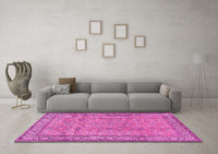 Machine Washable Persian Pink Traditional Rug, wshtr4808pnk