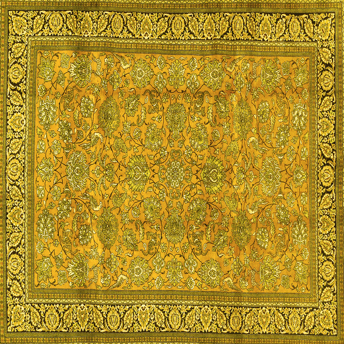 Square Machine Washable Persian Yellow Traditional Rug, wshtr4808yw