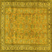 Square Machine Washable Persian Yellow Traditional Rug, wshtr4808yw