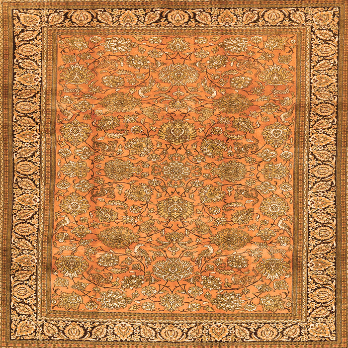 Round Machine Washable Persian Orange Traditional Area Rugs, wshtr4808org