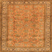 Round Machine Washable Persian Orange Traditional Area Rugs, wshtr4808org