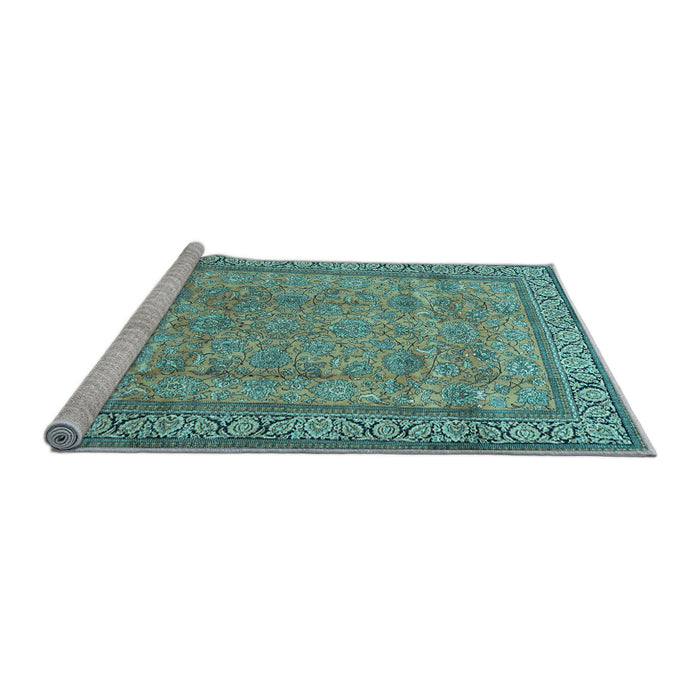 Sideview of Machine Washable Persian Light Blue Traditional Rug, wshtr4808lblu