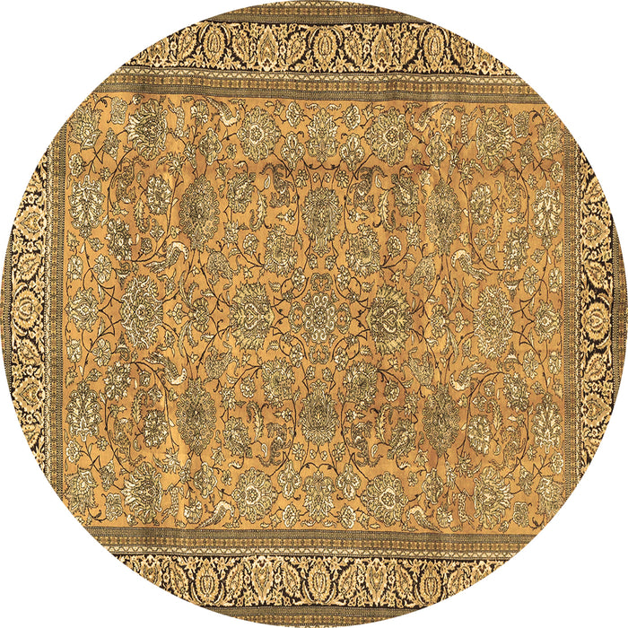 Round Persian Brown Traditional Rug, tr4808brn