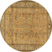 Round Persian Brown Traditional Rug, tr4808brn