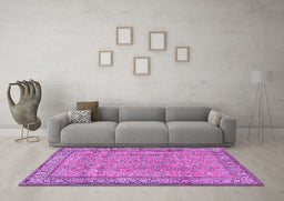 Machine Washable Persian Purple Traditional Area Rugs in a Living Room, wshtr4808pur