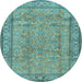 Round Persian Light Blue Traditional Rug, tr4808lblu