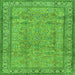 Round Machine Washable Persian Green Traditional Area Rugs, wshtr4808grn