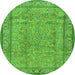 Square Persian Green Traditional Rug, tr4808grn