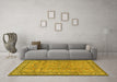 Machine Washable Persian Yellow Traditional Rug in a Living Room, wshtr4808yw