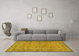 Machine Washable Persian Yellow Traditional Rug in a Living Room, wshtr4808yw