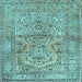 Square Machine Washable Persian Light Blue Traditional Rug, wshtr4809lblu