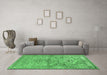 Machine Washable Persian Emerald Green Traditional Area Rugs in a Living Room,, wshtr4809emgrn