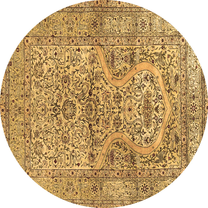 Round Persian Brown Traditional Rug, tr4809brn