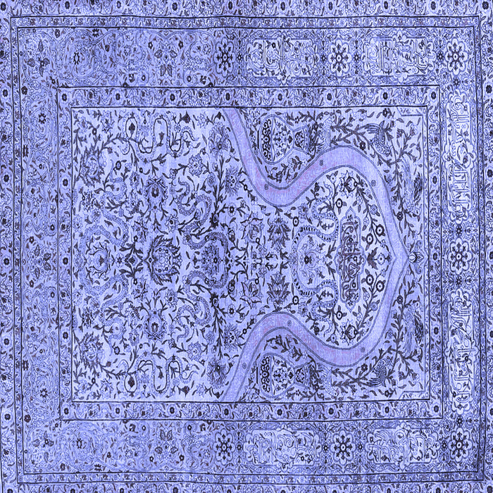 Square Machine Washable Persian Blue Traditional Rug, wshtr4809blu