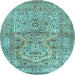 Round Persian Light Blue Traditional Rug, tr4809lblu