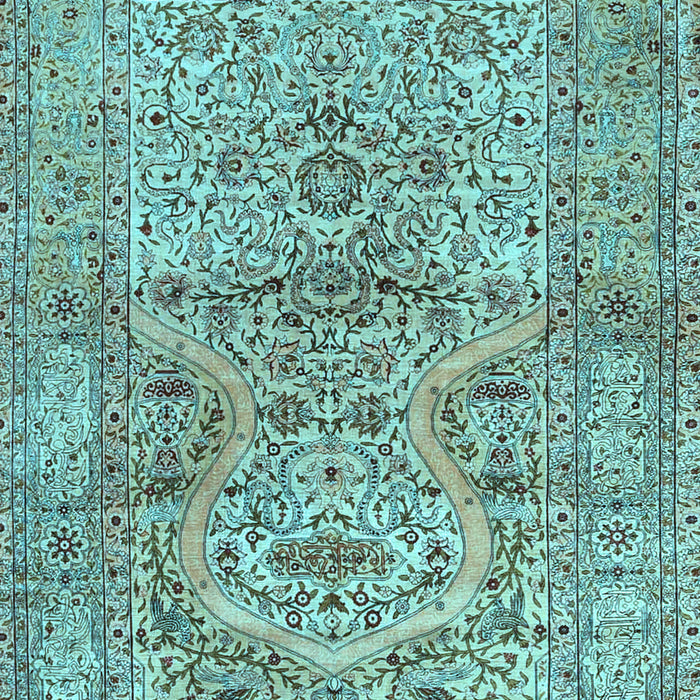 Machine Washable Persian Light Blue Traditional Rug, wshtr4809lblu