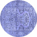 Round Machine Washable Persian Blue Traditional Rug, wshtr4809blu