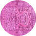 Round Persian Pink Traditional Rug, tr4809pnk