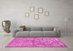 Machine Washable Persian Pink Traditional Rug in a Living Room, wshtr4809pnk