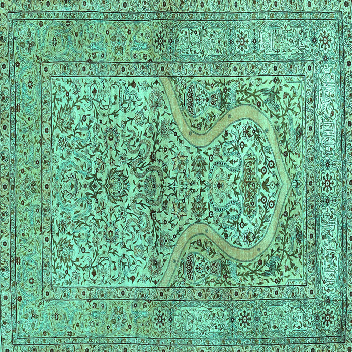 Square Machine Washable Persian Turquoise Traditional Area Rugs, wshtr4809turq