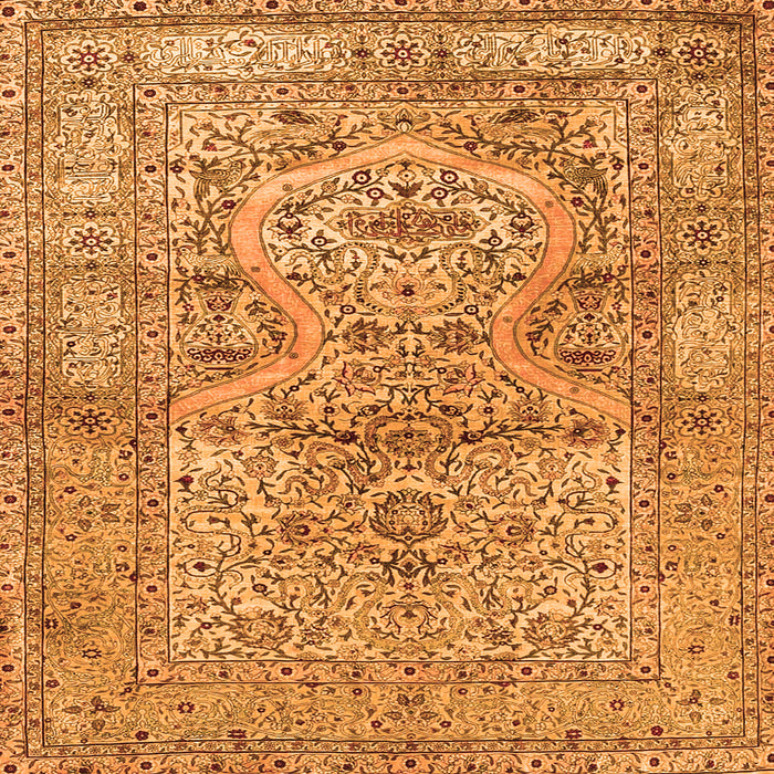 Round Machine Washable Persian Orange Traditional Area Rugs, wshtr4809org