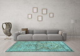 Machine Washable Persian Light Blue Traditional Rug in a Living Room, wshtr4809lblu