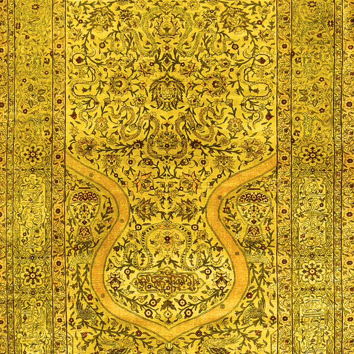 Machine Washable Persian Yellow Traditional Rug, wshtr4809yw
