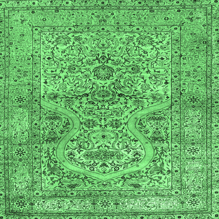 Square Machine Washable Persian Emerald Green Traditional Area Rugs, wshtr4809emgrn