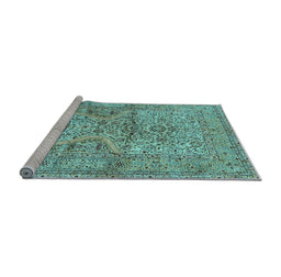Sideview of Machine Washable Persian Light Blue Traditional Rug, wshtr4809lblu