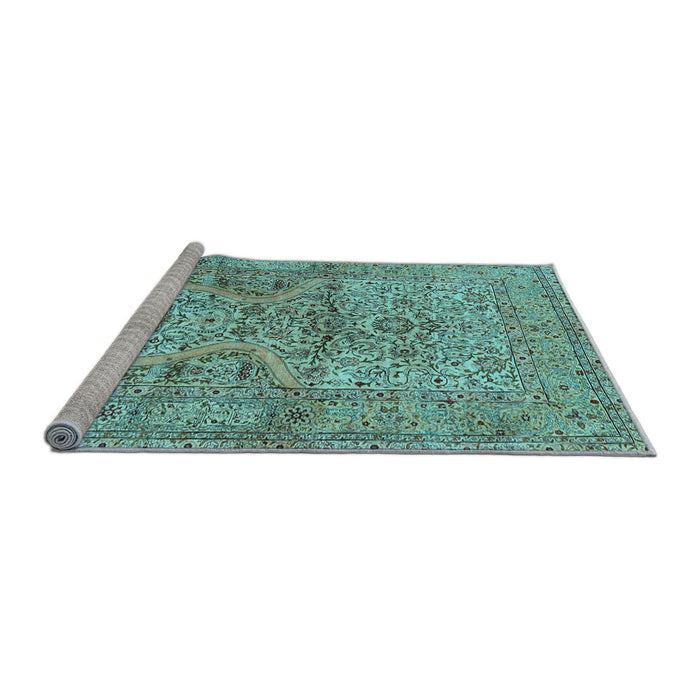 Sideview of Machine Washable Persian Light Blue Traditional Rug, wshtr4809lblu