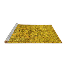Sideview of Machine Washable Persian Yellow Traditional Rug, wshtr4809yw