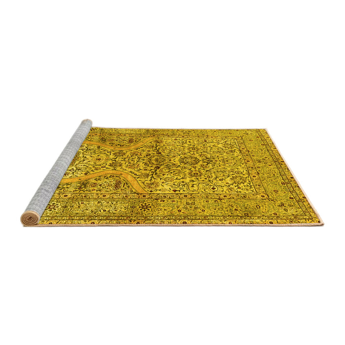 Sideview of Machine Washable Persian Yellow Traditional Rug, wshtr4809yw